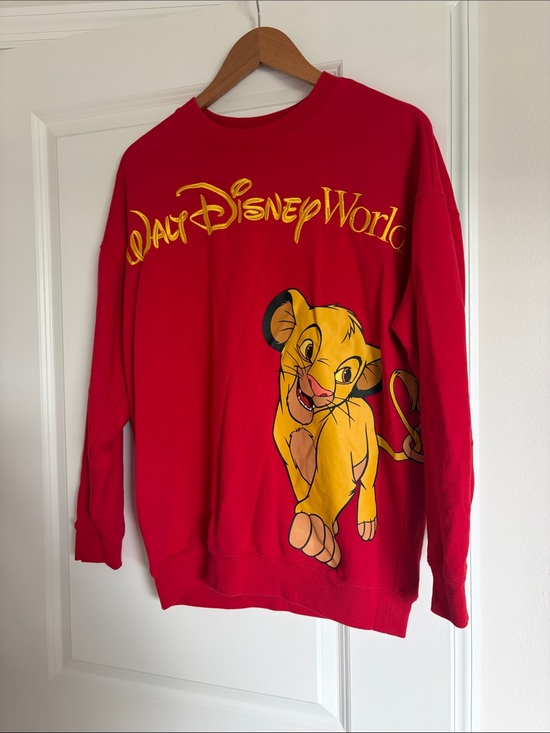 Disney Other - Disney Red Crewneck Sweater with Yellow Simba Graphic